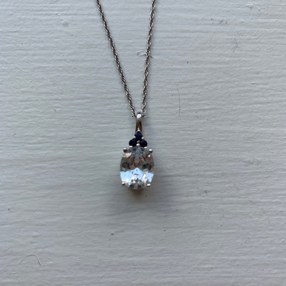 White Sapphire Oval Necklace